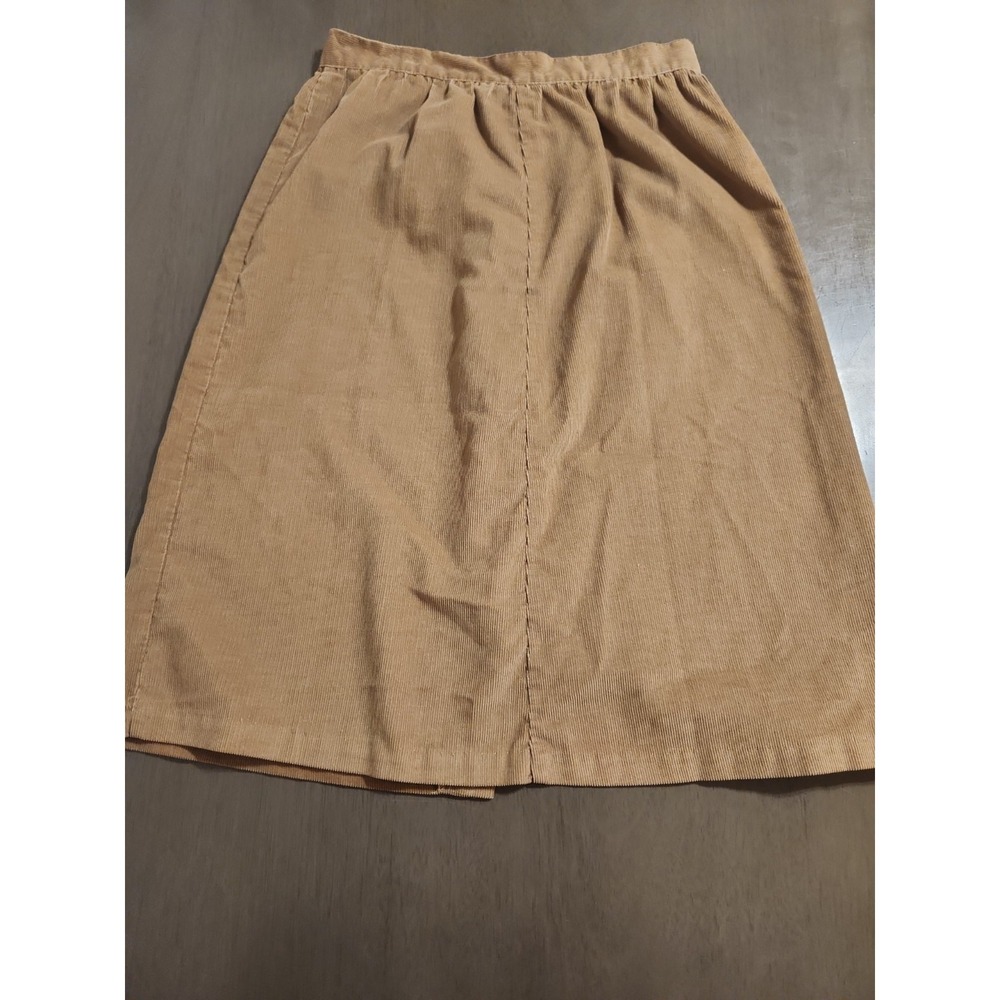 Vtg Brown‎ Corduroy Midi Skirt Button Front Made USA Minimal Academia Casual - Picture 10 of 13